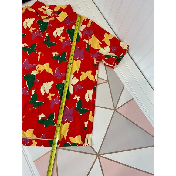 NWT Outdoor Voices Solar Cool Camp Collar Butterfly Print Shirt Colorful Size M - Picture 5 of 7